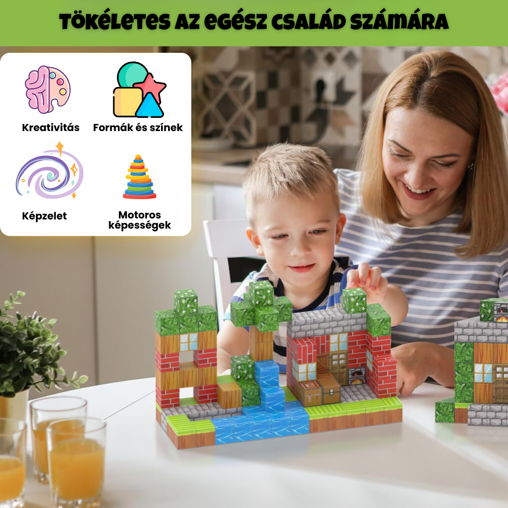 Mágneses Építőkockák - Pixeles Kalandvilág
