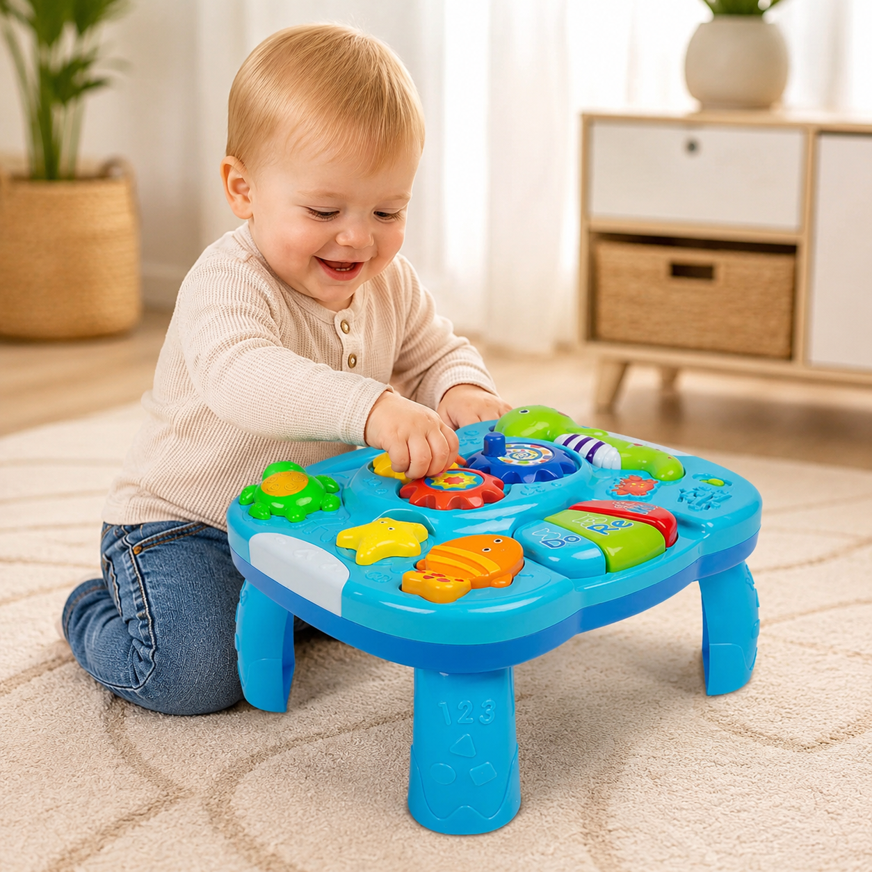 Toyz Falla kék matatóasztal, interaktív fejlesztő játék 18 hónapos kortól