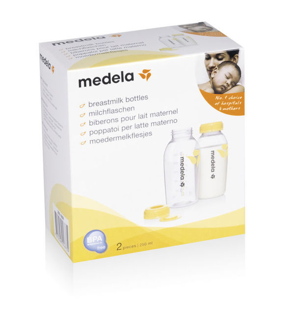 Medela 0075 Anyatejes cumisüvegek, 2 db-os kiszerelés, 250 ml, átlátszó