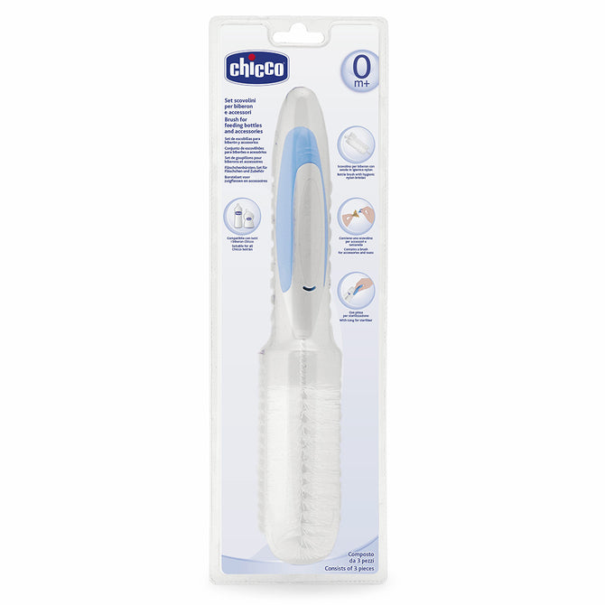 Chicco 797456 3 az 1-ben kefekészlet cumisüvegek és cumik tisztításához