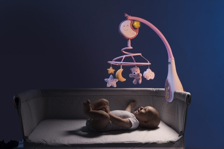 Next2Dream rózsaszín zenélő kiságyforgó babáknak