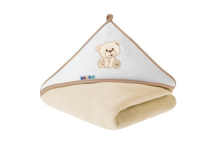 Akuku A1252 Baba Kapucnis Törölköző Maci Sárga