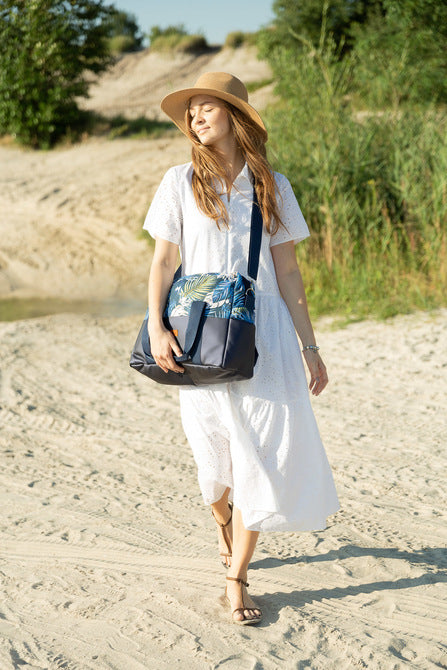 Sensillo Öko bőr babakocsitáska, fehér, erdei kaland