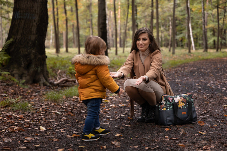 Sensillo Öko bőr babakocsitáska, fehér, erdei kaland
