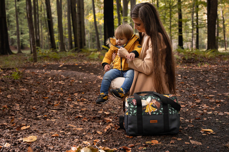 Sensillo Öko bőr babakocsitáska, fehér, erdei kaland