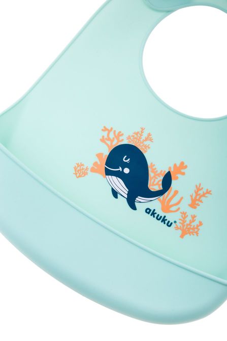 Akuku A0505 Szilikon előke zsebbel, bálnával