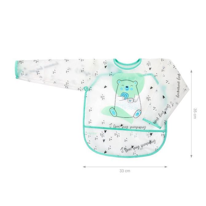 Akuku A0518 Baba Hosszú Ujjú Kötény, Zsebes És Tépőzáras 100% Eva (33 X 35 Cm)