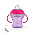 Babyono 1456/02 Kiömlésgátló pohár puha kifolyóval 180 ml natúr rózsaszín szoptatós pohár