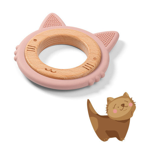 Babyono 1076/02 Fa és Szilikon Rágóka Kiscicának