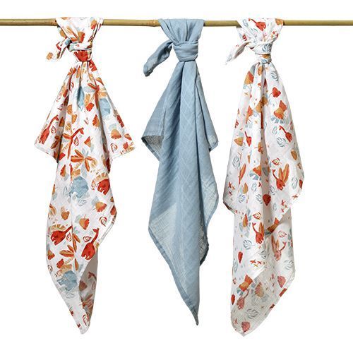 Babyono 348/07 Kék muszlin patentgombok 3 db