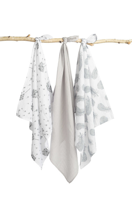 Sensillo Muszlin pelenka 3 db-os csomag – Szürke