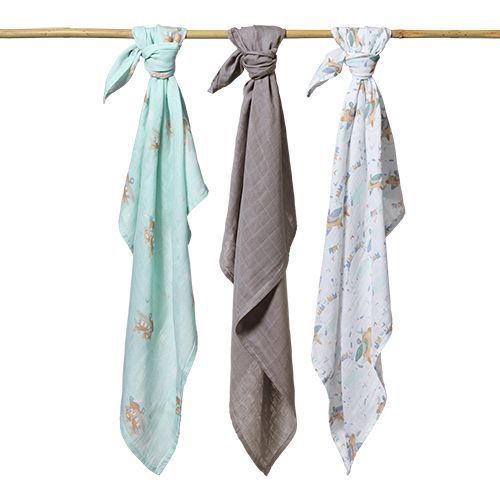 Babyono 397/10 Bambusz Pelenkák, 3 db, Szürke