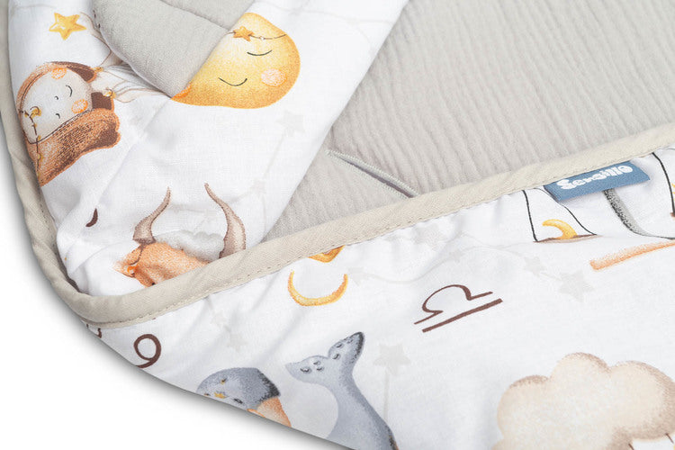 Sensillo Muszlin mózeskosár pólya - csillagjegy szürke