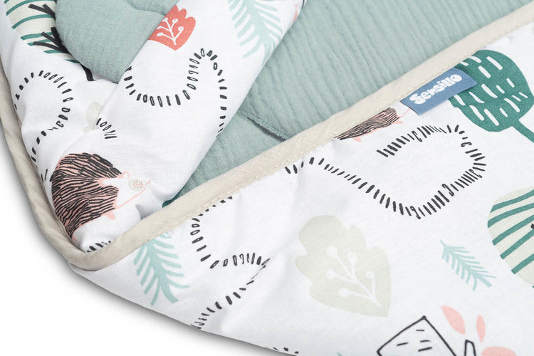 Sensillo Muszlin Mózeskosár Pólya - Smaragdzöld Süni