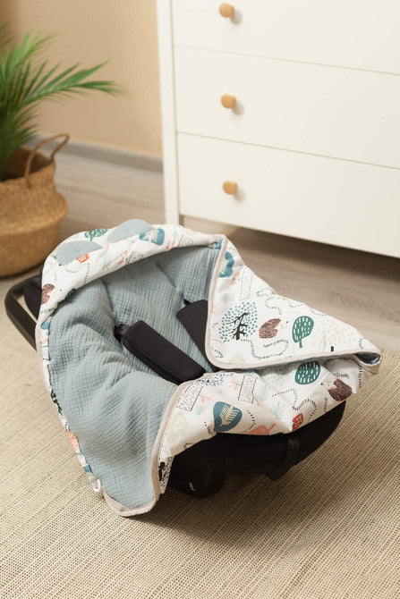 Sensillo Muszlin Mózeskosár Pólya - Smaragdzöld Süni