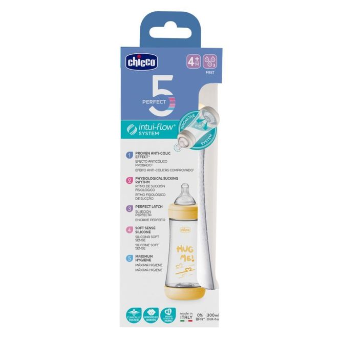 Chicco 153992 Perfect5 A/Kol 300 ml-es szilikon cumi Semleges 4+