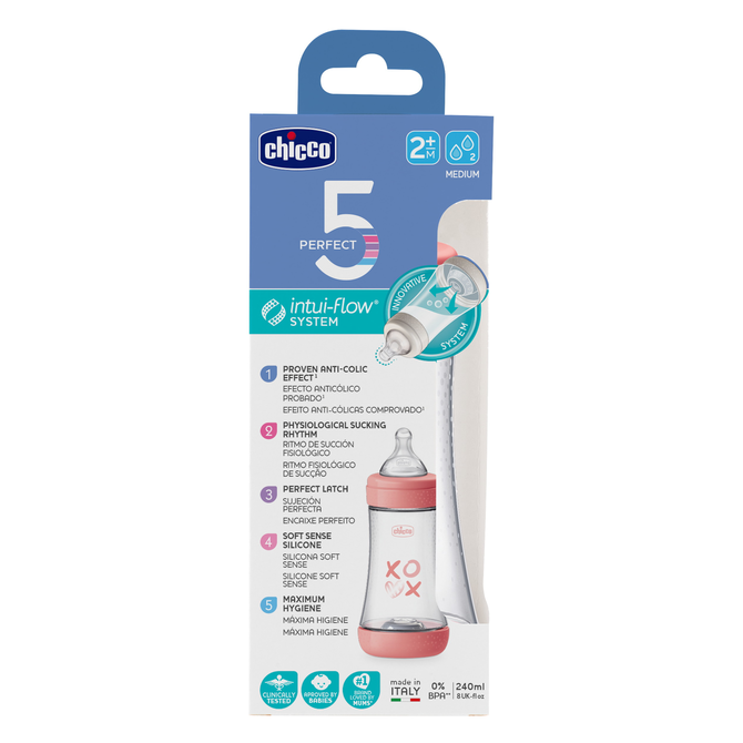 Chicco 153916 Perfect5 üveg 240 ml-es közepes méretű lányoknak