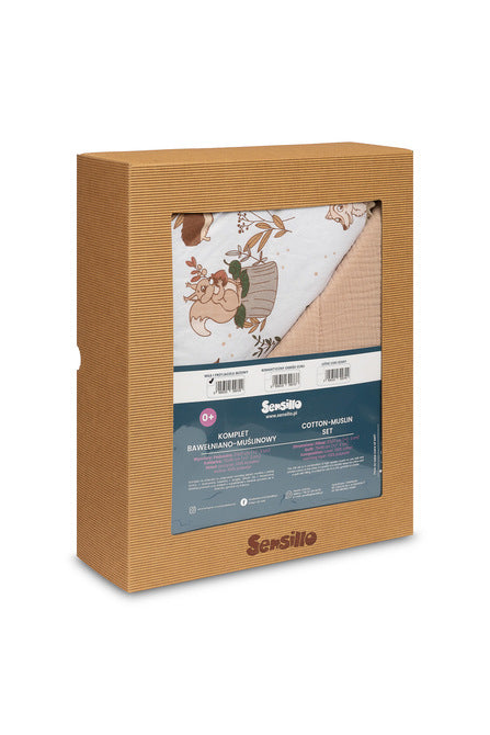 Sensillo Pamut-muszlin szett. A farkas és barátai bézs
