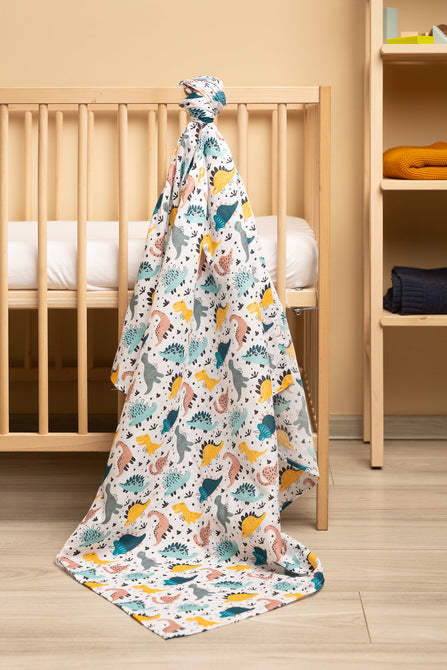 Sensillo Muszlin fólia dinoszauruszokkal 120x120 cm