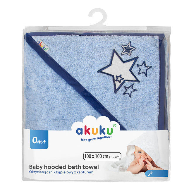 Akuku A0663 Frottír Fürdőlepedő Kapucnis Kék