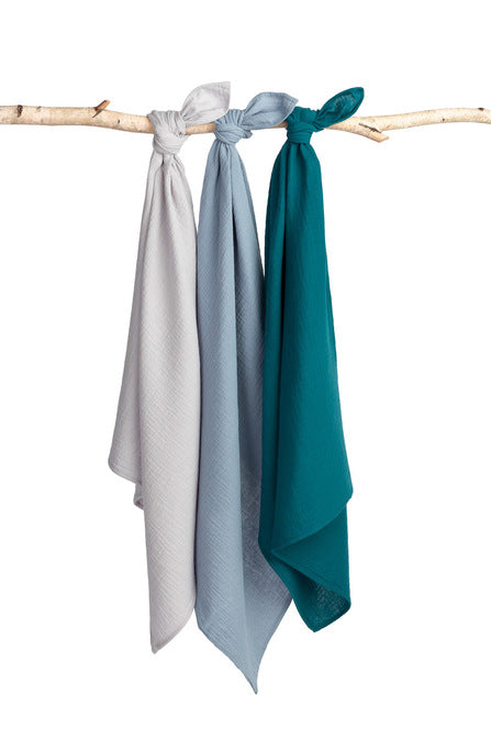 Sensillo Muszlin pelenkaegyenruha kék (3 db-os csomag)