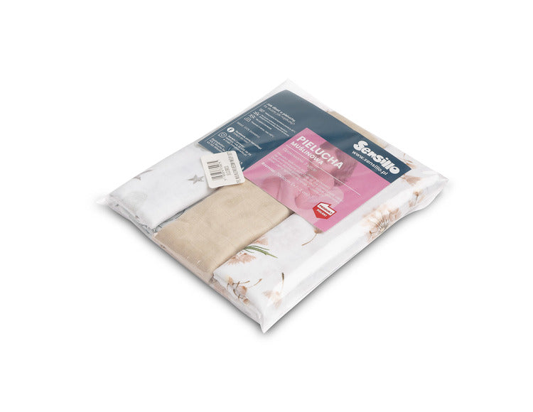Sensillo 3 db-os muszlin pelenkacsomag – szürke/bézs maci
