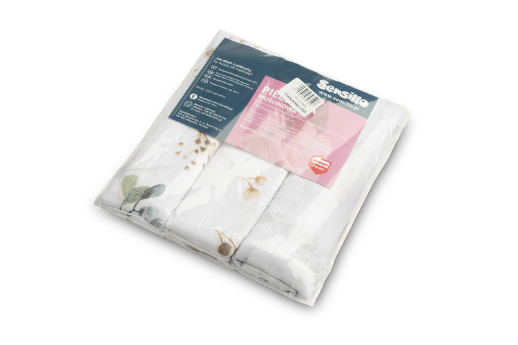 Sensillo Muszlin pelenka 3 db-os csomag – Fehér
