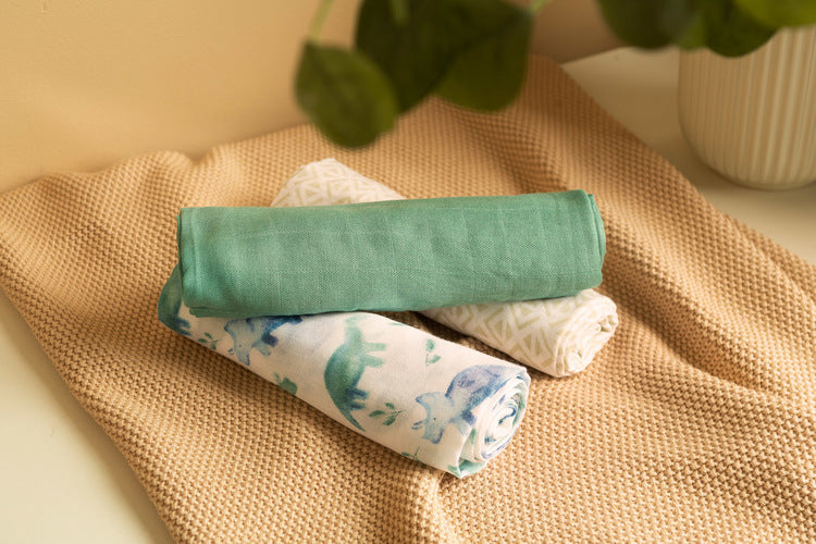 Sensillo Bambusz pelenka 3 db-os csomag Dino zöld 70x80