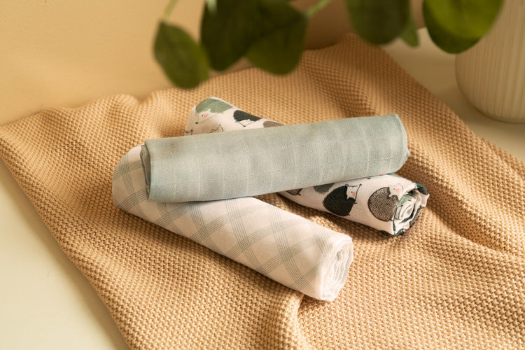 Sensillo Bambusz pelenka 3 db-os szettben, sündisznó mintás, kék, 70x80 cm