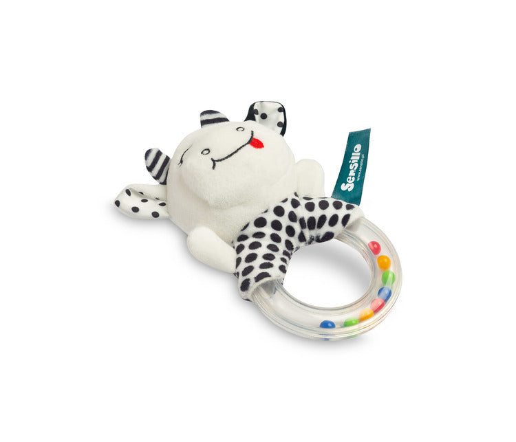 Sensillo fekete-fehér tehén baba csörgő