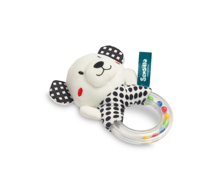 Sensillo fekete-fehér maci baba csörgő