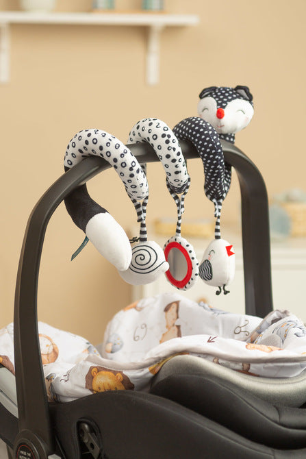 Fekete fehér rókás spirálos fejlesztő babajáték