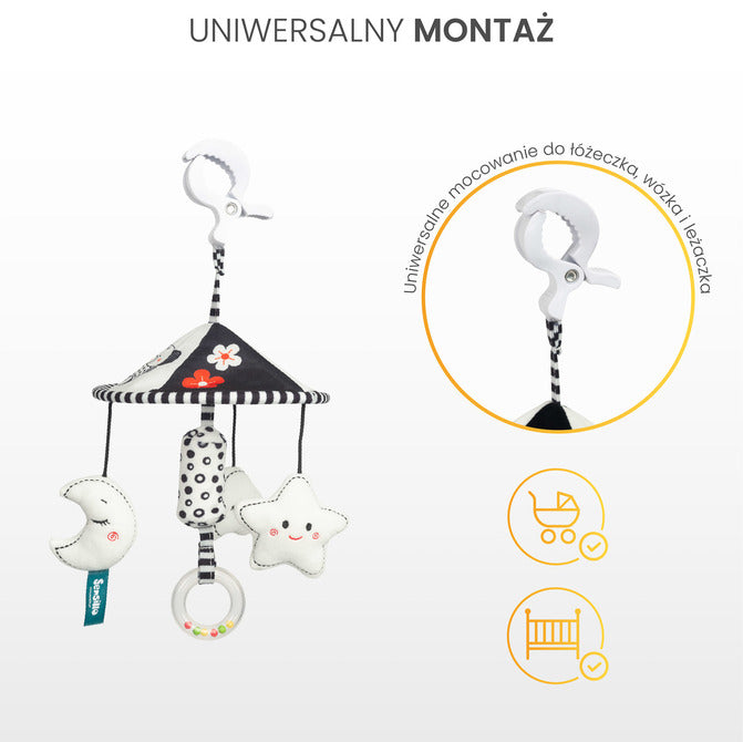Sensillo Fekete-fehér babakocsi körhinta csillag