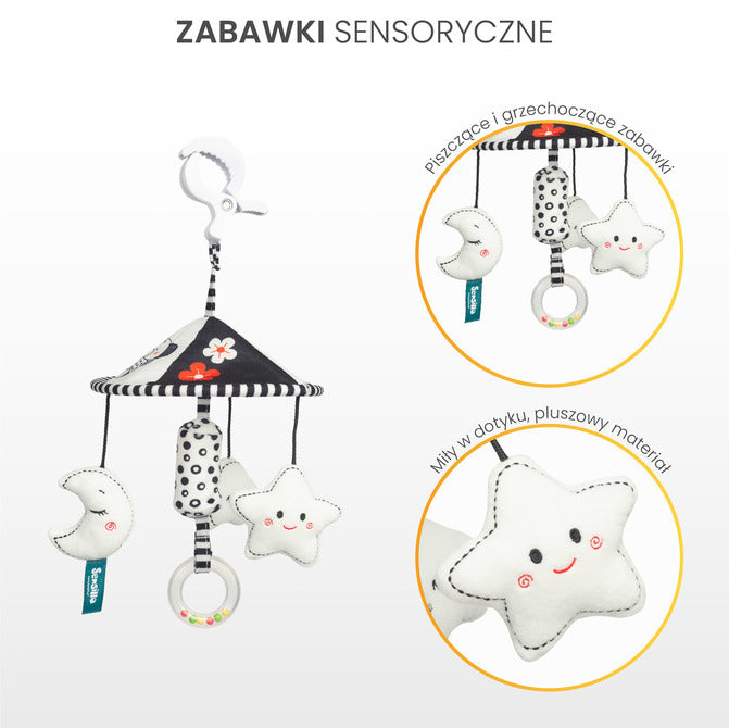 Sensillo Fekete-fehér babakocsi körhinta csillag