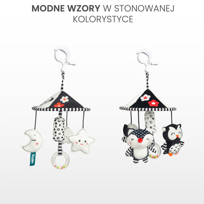 Sensillo Fekete-fehér babakocsi körhinta csillag