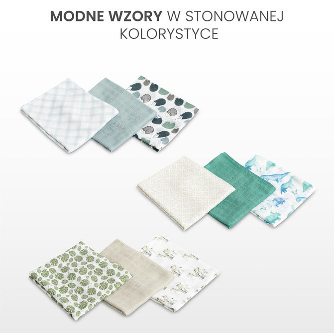 Sensillo Bambusz pelenka 3 db-os szettben, sündisznó mintás, kék, 70x80 cm