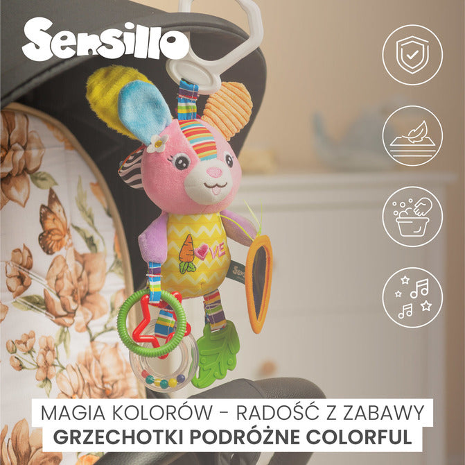 Sensillo színes madaras utazó csörgő