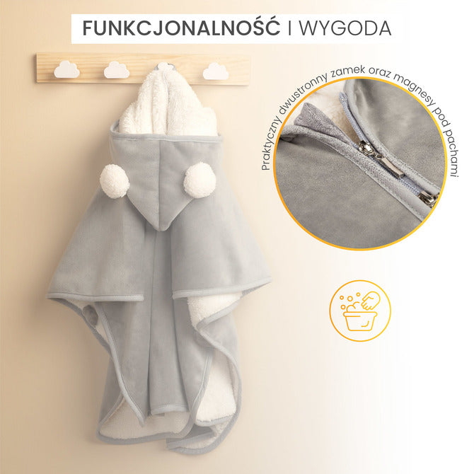 Sensillo Autósülés poncsó grafit színű plüss