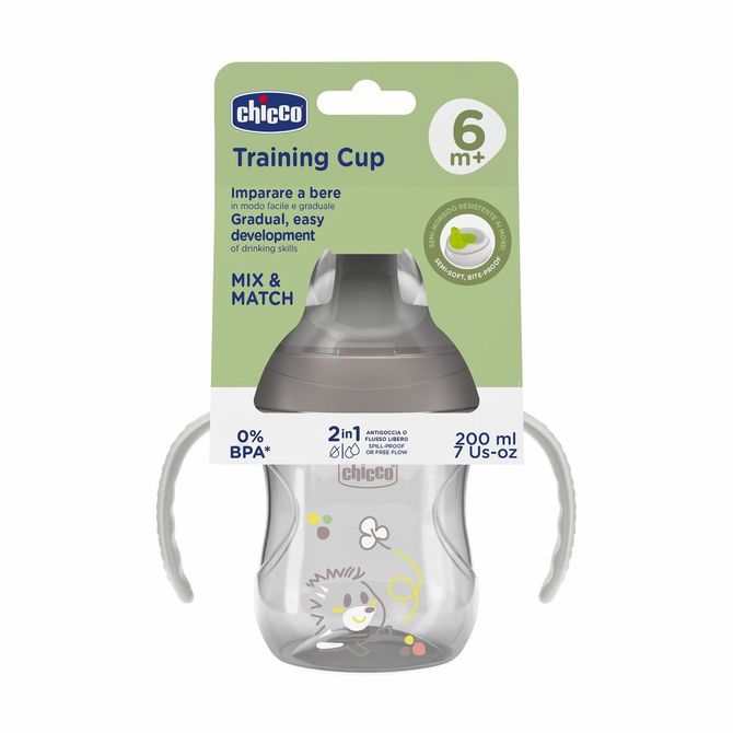 Chicco 180646 Kiömlésmentes pohár kemény kifolyóval 200 ml 6+ szürke