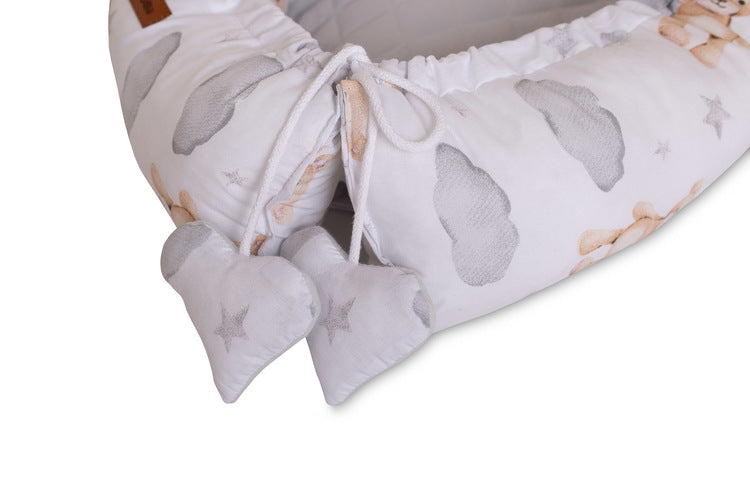 Sensillo Babafészek Muszlin Teddy Szürke + Párna