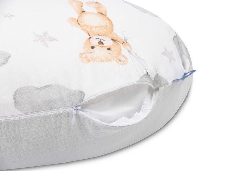 Sensillo Muszlin etetőpárna, szürke, mackó