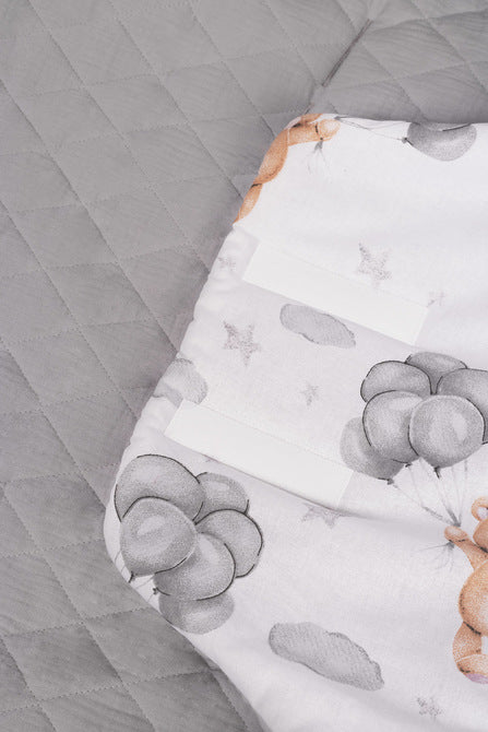 Sensillo Muszlin mózeskosár pólya, szürke, mackó