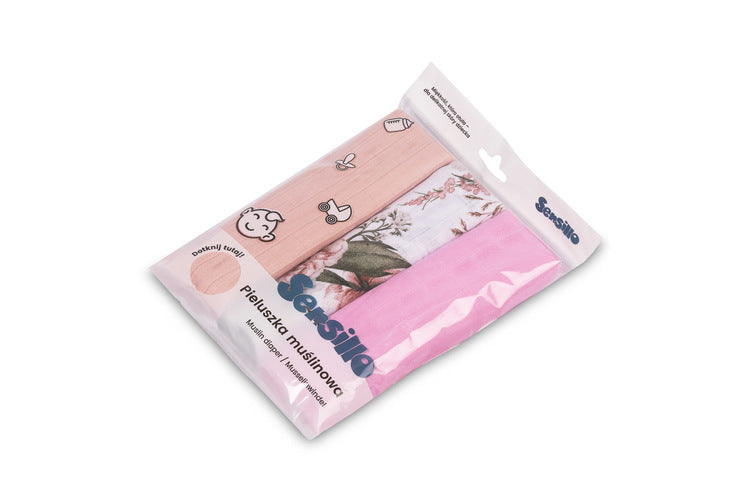 Sensillo Muszlin pelenka 3 db-os csomag 60x80 cm Eg-0001