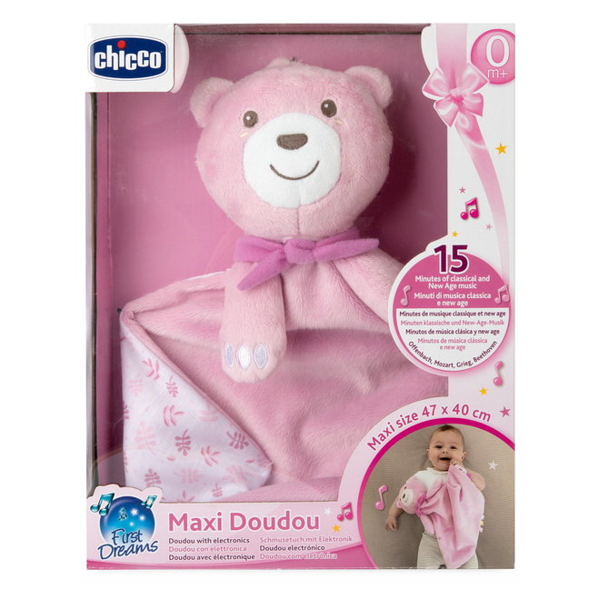 Chicco Maxi Doudou rózsaszín plüss komfortkendő babáknak