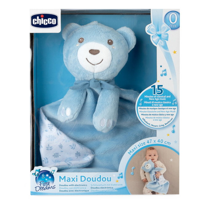 Chicco Maxi Doudou kék plüss komfortkendő babáknak