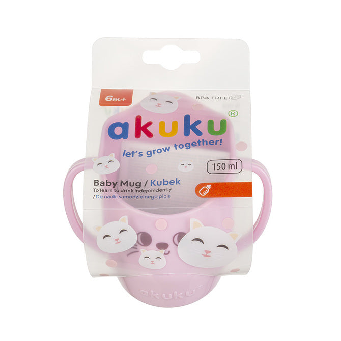 Akuku A0696 Döntött pohár az ivás elsajátításához, rózsaszín