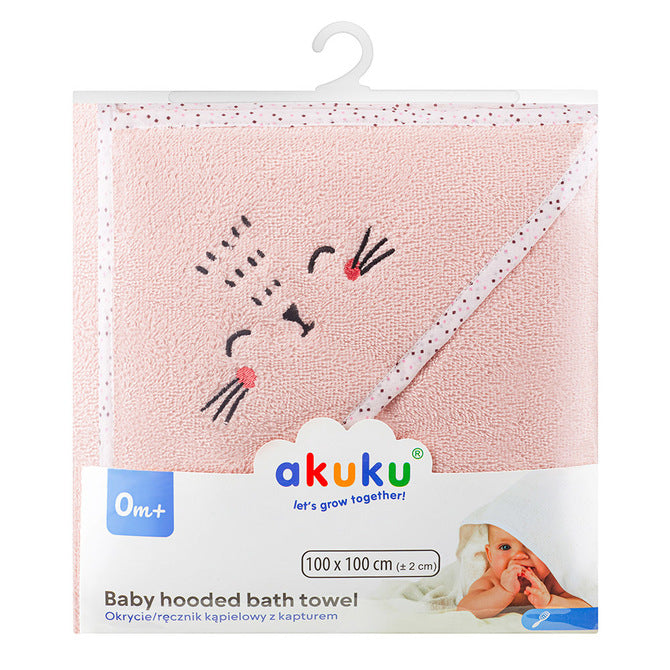 Akuku A0664 Frottír Kapucnis Fürdőlepedő Rózsaszín