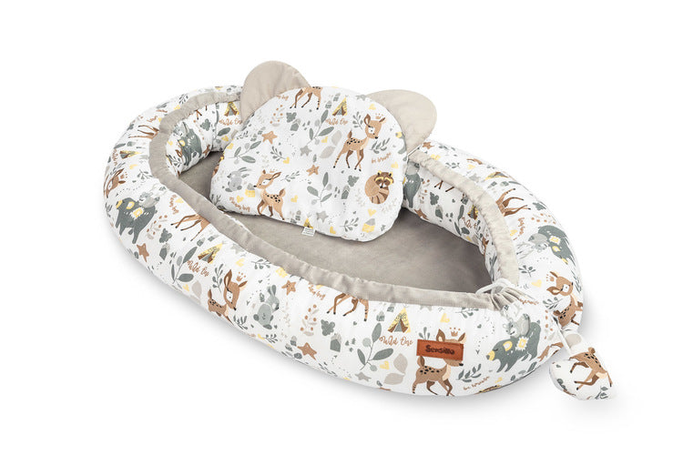 Sensillo Babafészek Bársony 80x45 Álombézs + Párna