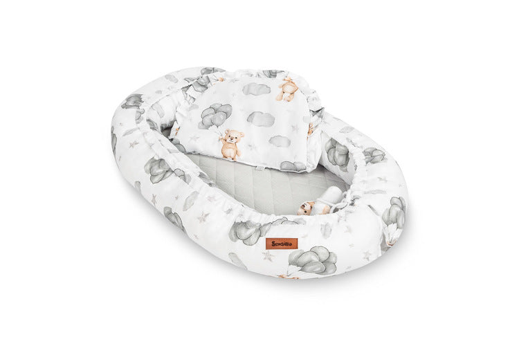 Sensillo Babafészek Muszlin - Smaragdzöld Süni + Párna