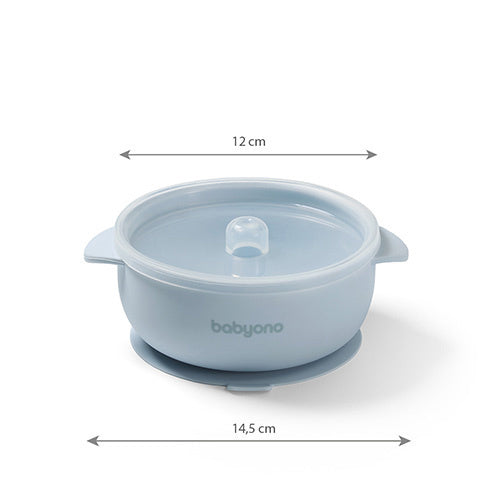 Babyono 1662/01 Szilikon tál tapadókoronggal és fedéllel, kék